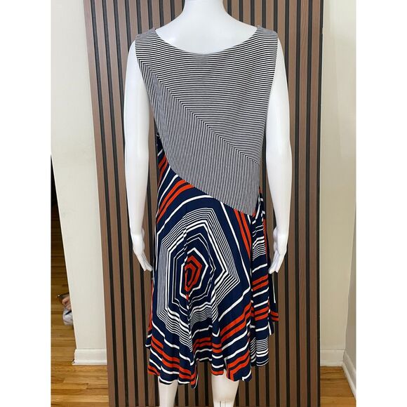 Anthropologie Maeve Cameron Women's L Blue Dress Fit & Flare Asymmetrical Hem - Picture 2 of 10